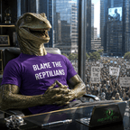 BLAME THE REPTILIANS satirical conspiracy statement t-shirt | BASED ALT-WEAR