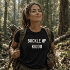 BUCKLE UP KIDDO statement t-shirt featured front | BASED ALT-WEAR