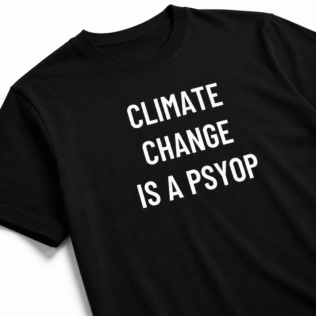 CLIMATE CHANGE IS A PSYOP climate-skeptic statement t-shirt | BASED ALT-WEAR