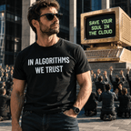 IN ALGORITHMS WE TRUST counter-culture statement t-shirt | BASED ALT-WEAR