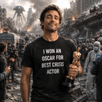 I WON AN OSCAR FOR BEST CRISIS ACTOR satirical conspiracy statement t-shirt | BASED ALT-WEAR