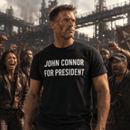 JOHN CONNOR FOR PRESIDENT sci-fi anti-AI statement t-shirt | BASED ALT-WEAR
