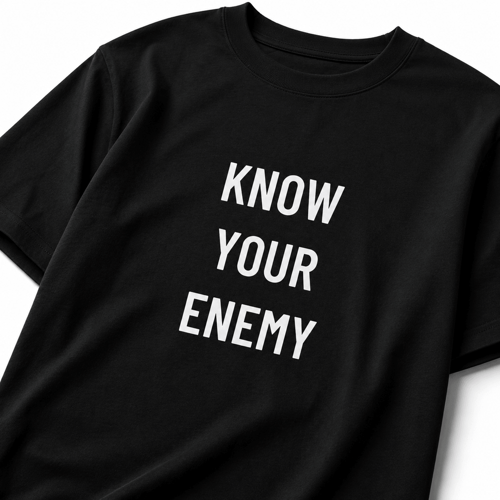 KNOW YOUR ENEMY strategy statement t-shirt | BASED ALT-WEAR