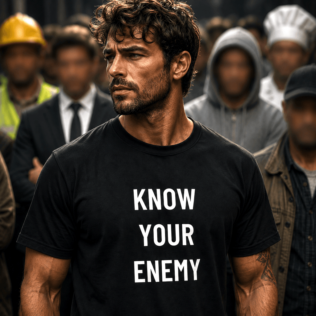 KNOW YOUR ENEMY strategy statement t-shirt | BASED ALT-WEAR