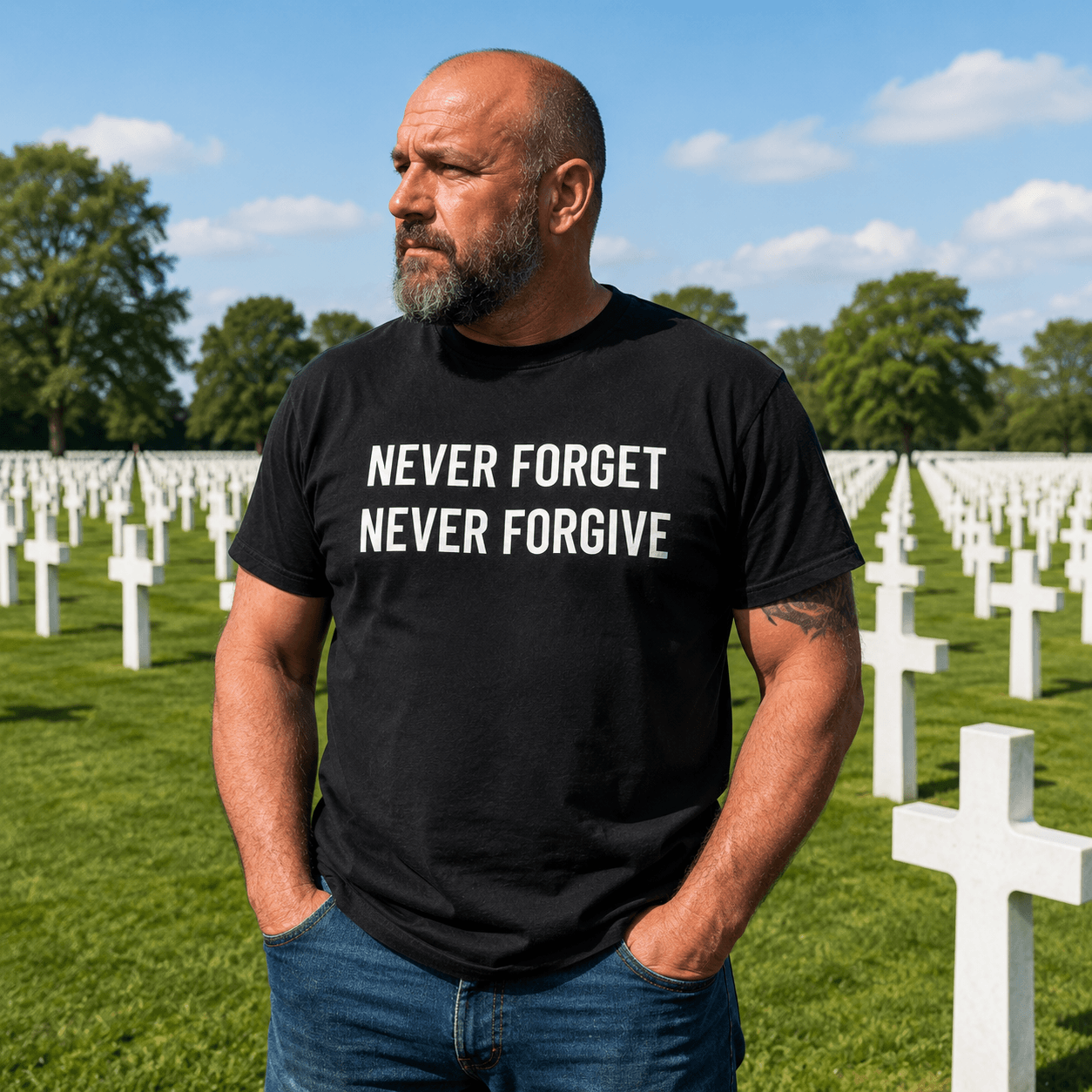NEVER FORGET NEVER FORGIVE defiant post-2020 statement t-shirt | BASED ALT-WEAR