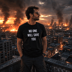 NO ONE WILL SAVE YOU personal-responsibility blackpill statement t-shirt | BASED ALT-WEAR