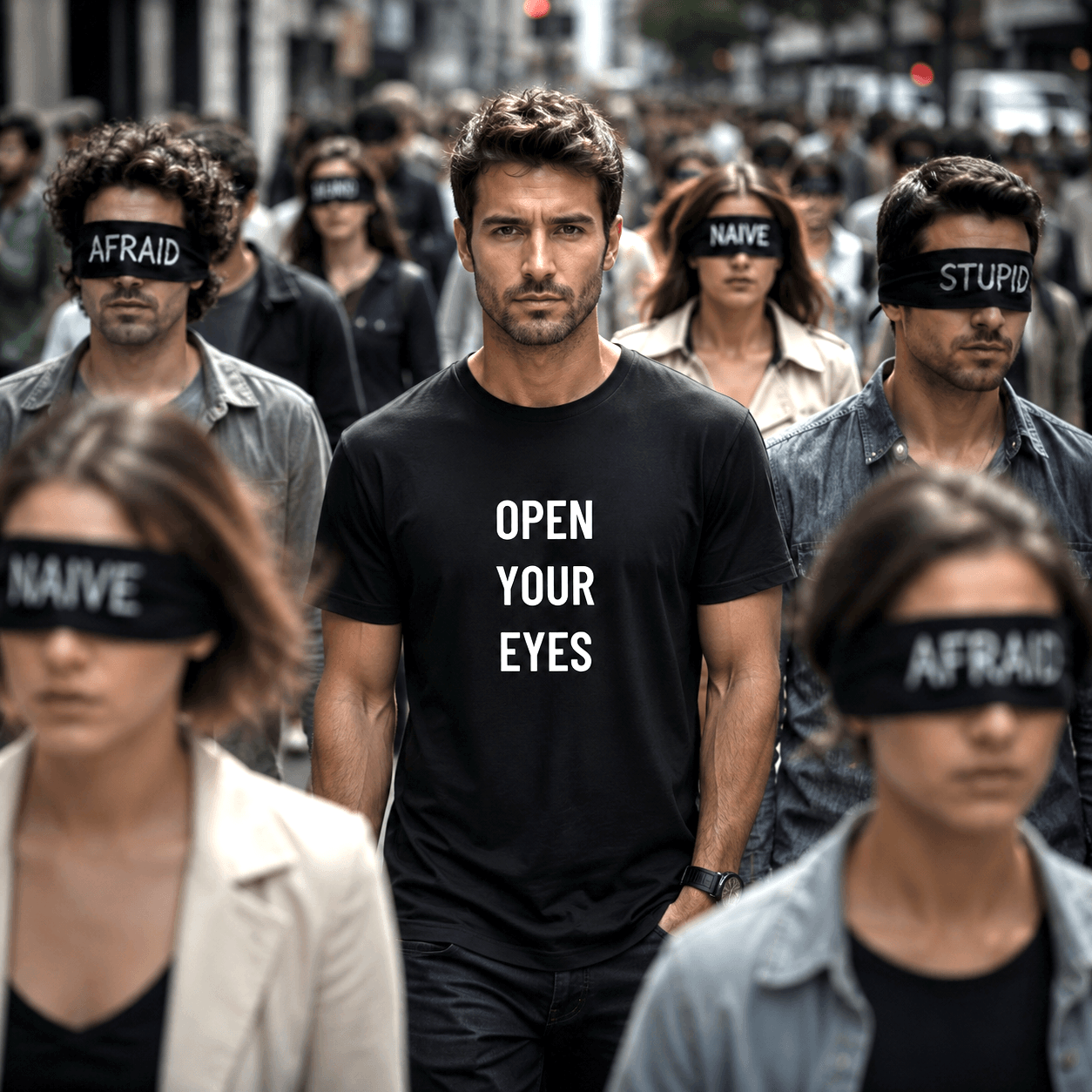 OPEN YOUR EYES minimalist redpill statement t-shirt | BASED ALT-WEAR