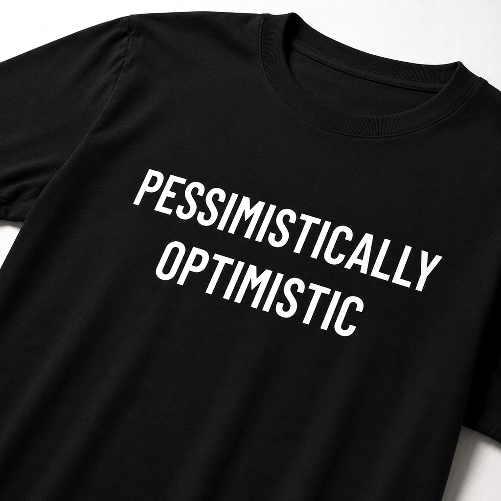 PESSIMISTICALLY OPTIMISTIC realist blackpill statement t-shirt | BASED ALT-WEAR