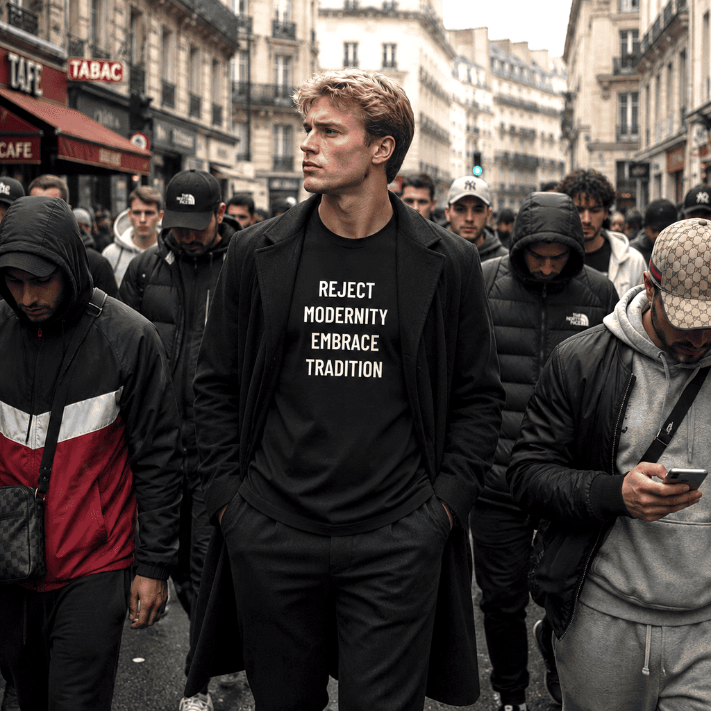 REJECT MODERNITY EMBRACE TRADITION trad-culture statement t-shirt | BASED ALT-WEAR