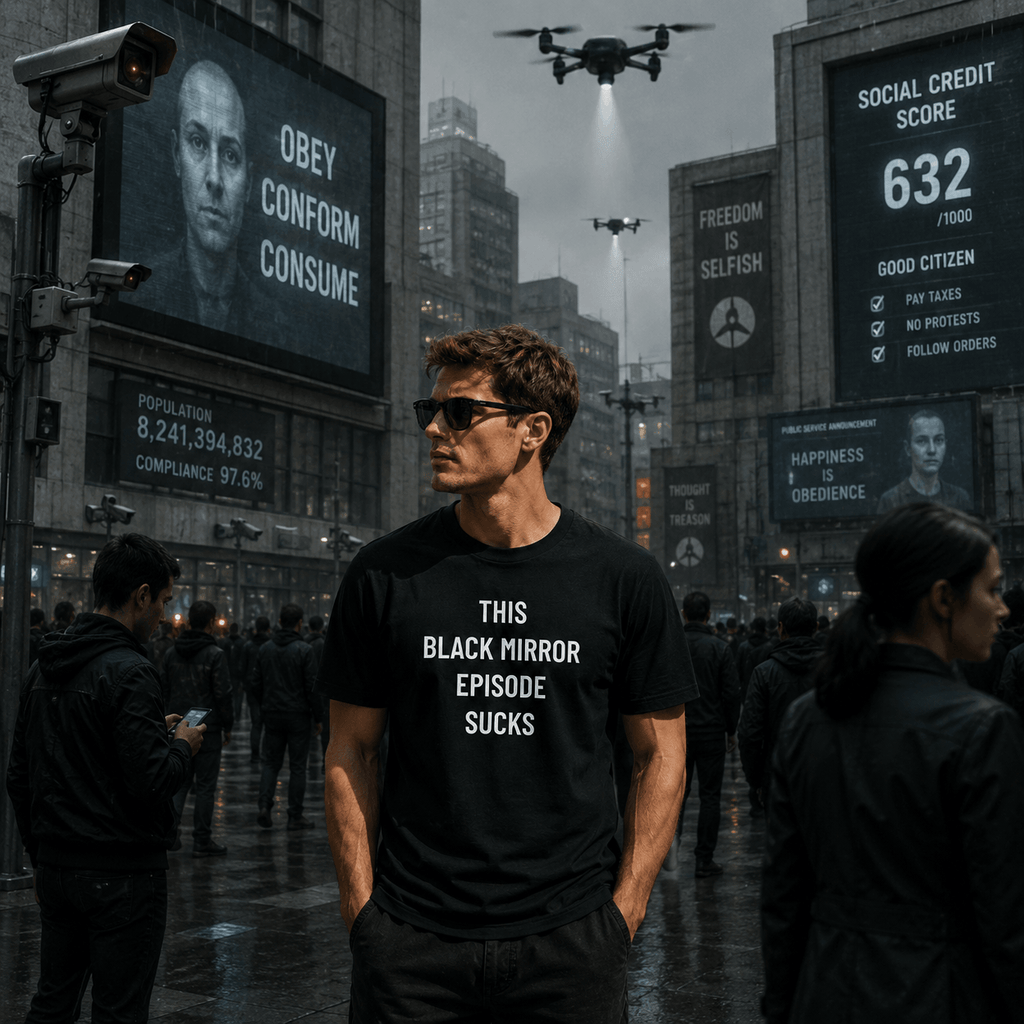 THIS BLACK MIRROR EPISODE SUCKS dystopian statement t-shirt | BASED ALT-WEAR
