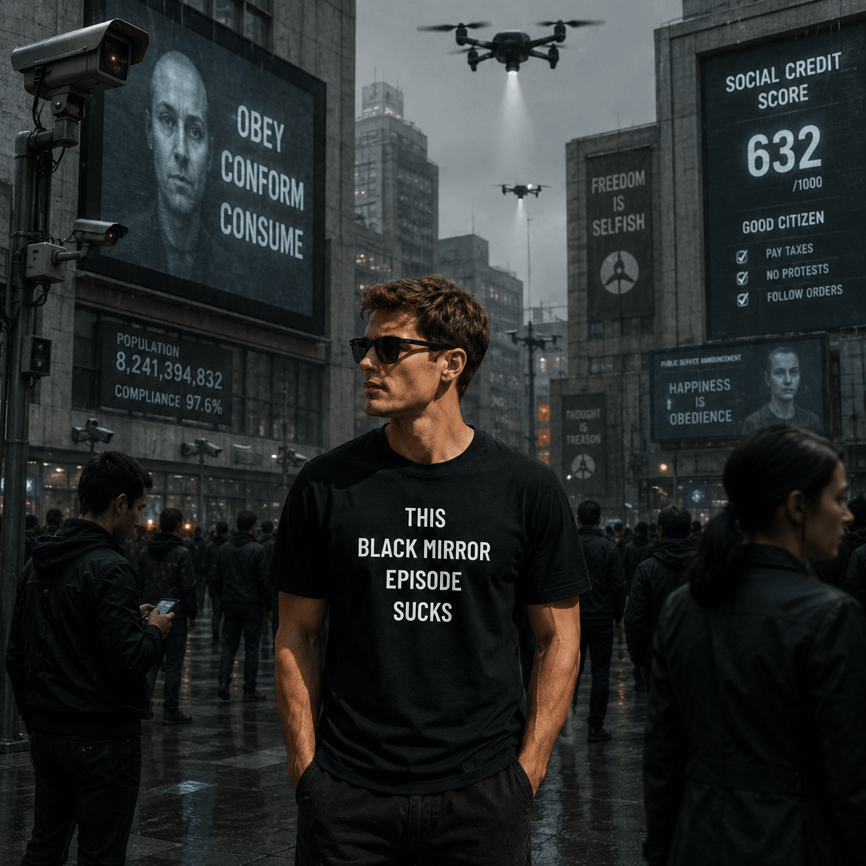 THIS BLACK MIRROR EPISODE SUCKS dystopian statement t-shirt | BASED ALT-WEAR