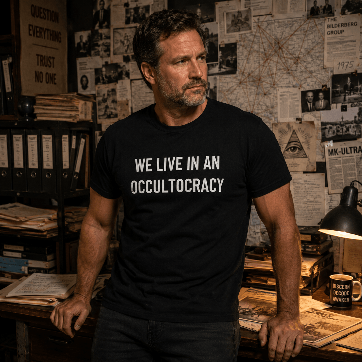 WE LIVE IN AN OCCULTOCRACY esoteric-skeptic statement t-shirt | BASED ALT-WEAR