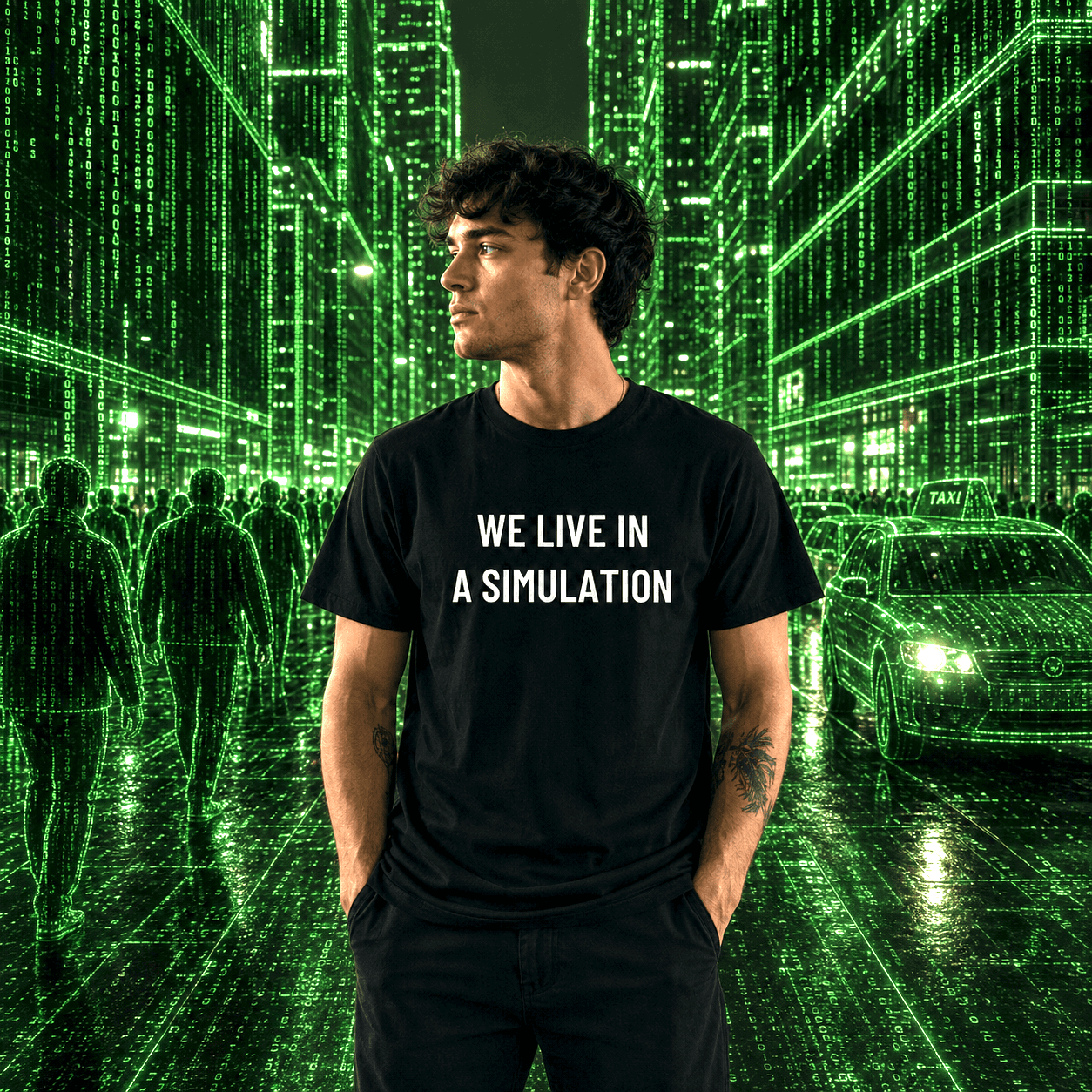 WE LIVE IN A SIMULATION sci-fi statement t-shirt | BASED ALT-WEAR