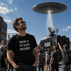 WHERE IS MY ALIEN INVASION? UFO-disclosure satire statement t-shirt | BASED ALT-WEAR