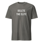DELETE THE ELITE counter-cultural statement t-shirt in Grey | BASED ALT-WEAR