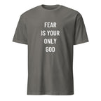 FEAR IS YOUR ONLY GOD anti-authoritarian blackpill statement t-shirt in Grey | BASED ALT-WEAR