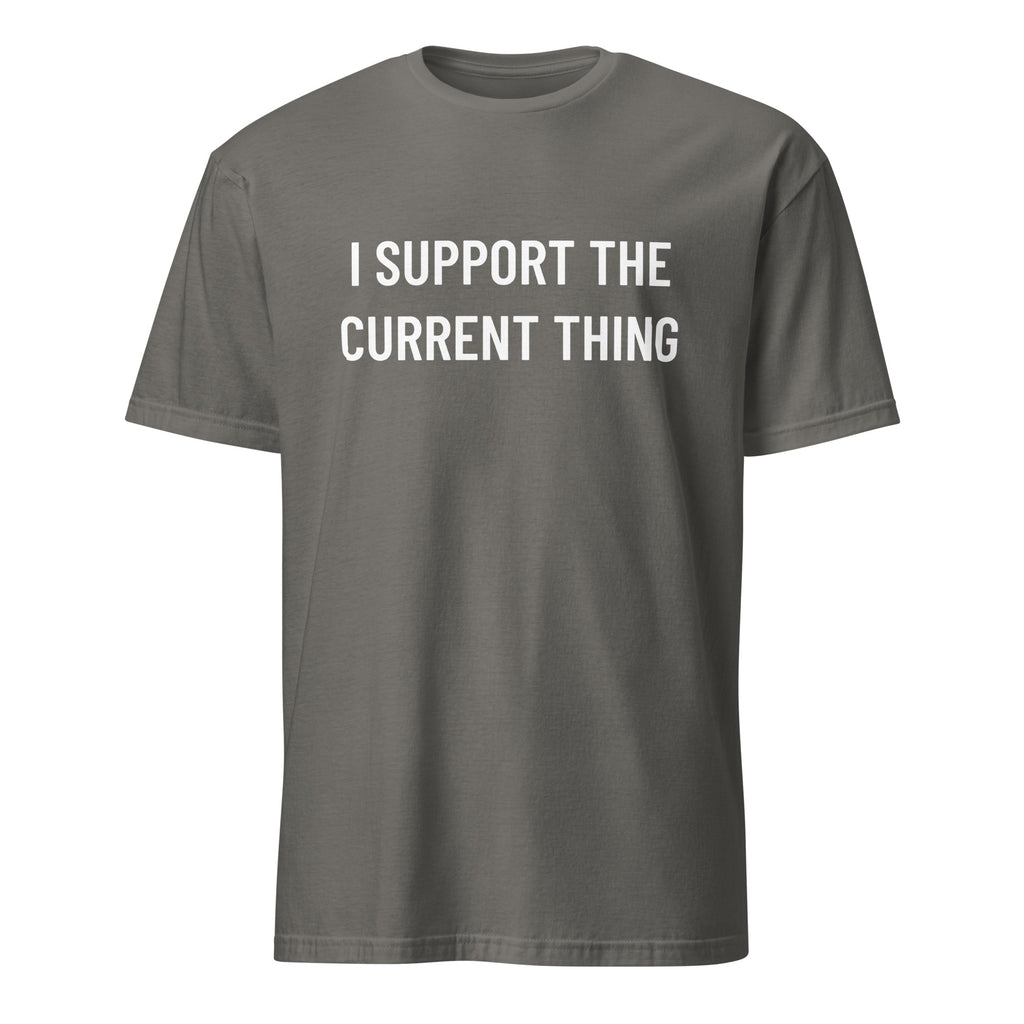 I SUPPORT THE CURRENT THING NPC satire statement t-shirt in Grey | BASED ALT-WEAR