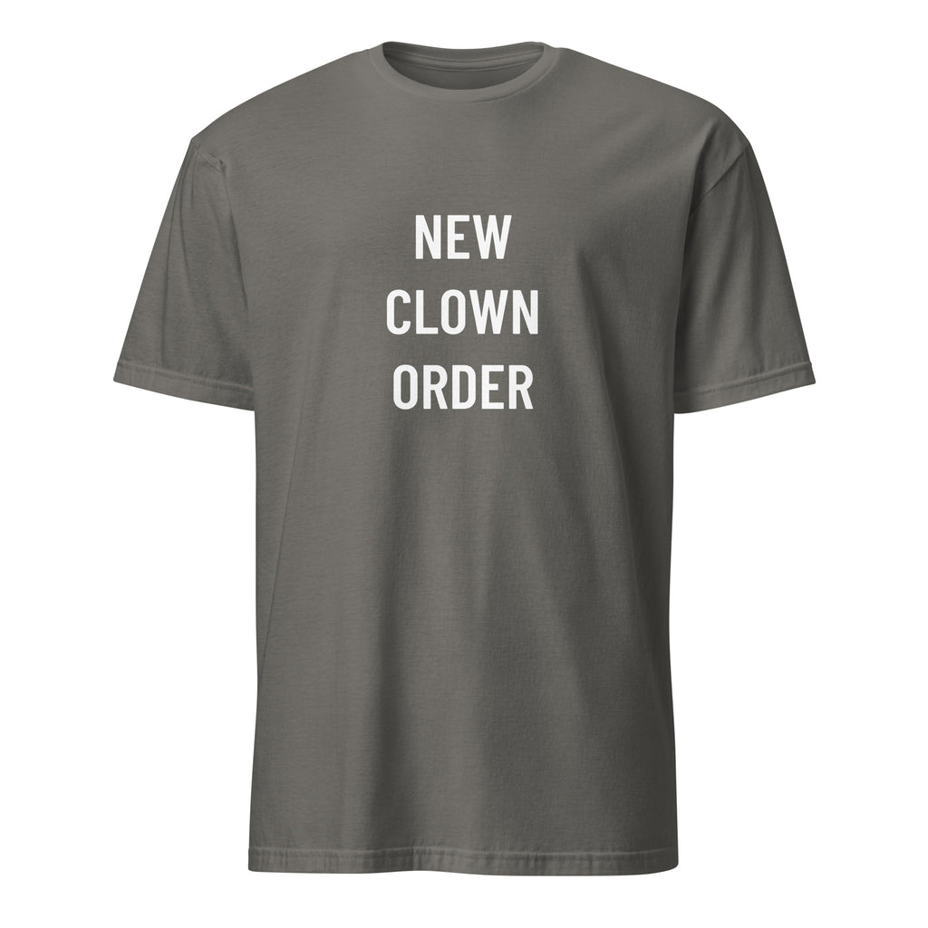 NEW CLOWN ORDER political-satire statement t-shirt in Grey | BASED ALT-WEAR
