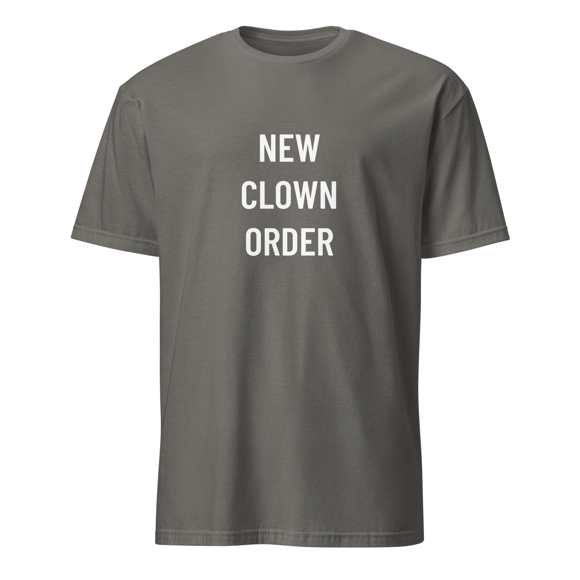 NEW CLOWN ORDER political-satire statement t-shirt in Grey | BASED ALT-WEAR