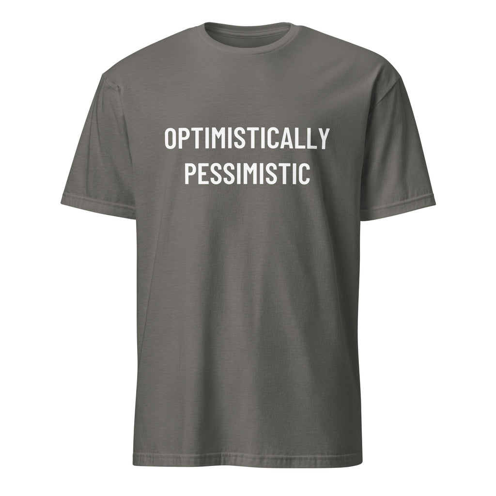 OPTIMISTICALLY PESSIMISTIC stoic blackpill statement t-shirt in Grey | BASED ALT-WEAR
