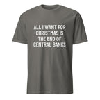 ALL I WANT FOR CHRISTMAS IS THE END OF CENTRAL BANKS statement t-shirt in Grey | BASED ALT-WEAR