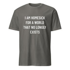 I AM HOMESICK FOR A WORLD THAT NO LONGER EXISTS nostalgia statement t-shirt in Grey | BASED ALT-WEAR