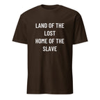 LAND OF THE LOST HOME OF THE SLAVE nihilist blackpill statement t-shirt in Pink | BASED ALT-WEAR