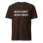 NEVER FORGET NEVER FORGIVE defiant post-2020 statement t-shirt in Pink | BASED ALT-WEAR
