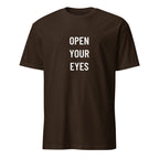 OPEN YOUR EYES minimalist redpill statement t-shirt in Pink | BASED ALT-WEAR