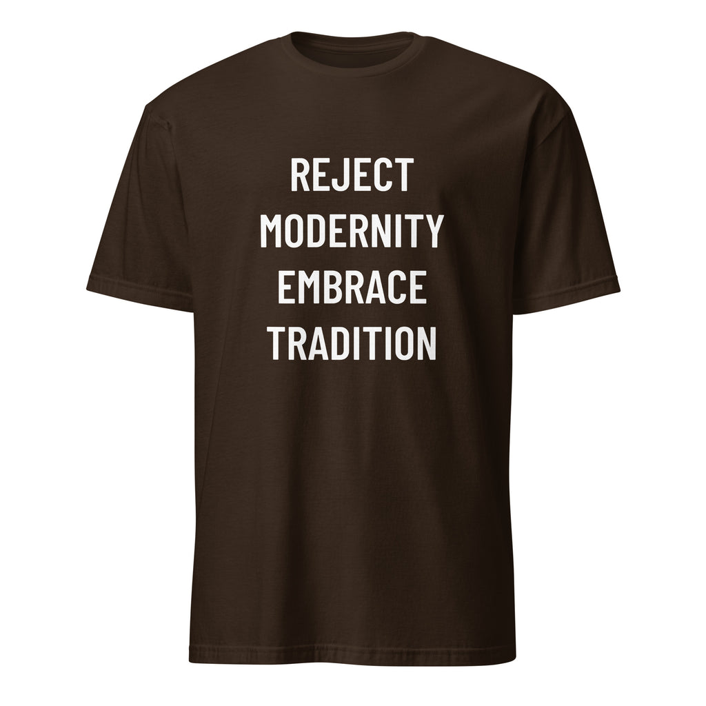 REJECT MODERNITY EMBRACE TRADITION trad-culture statement t-shirt in Pink featured | BASED ALT-WEAR