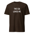 THE CIA LOVES ME surveillance satire statement t-shirt in Pink | BASED ALT-WEAR