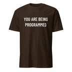 YOU ARE BEING PROGRAMMED media-skeptic statement t-shirt in Pink | BASED ALT-WEAR