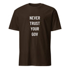 NEVER TRUST YOUR GOV anti-government statement t-shirt in Pink | BASED ALT-WEAR