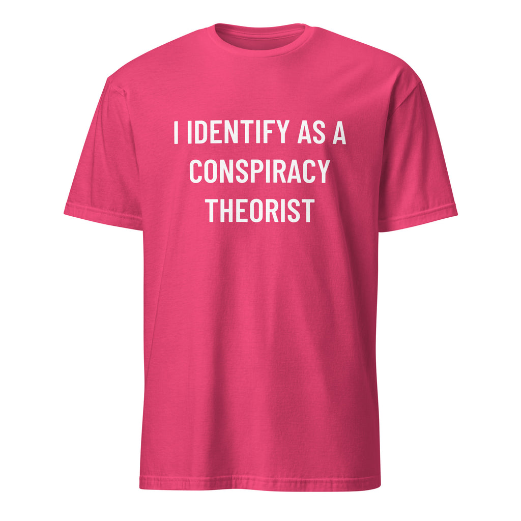 I IDENTIFY AS A CONSPIRACY THEORIST redpill statement t-shirt in Red | BASED ALT-WEAR