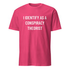I IDENTIFY AS A CONSPIRACY THEORIST redpill statement t-shirt in Red | BASED ALT-WEAR
