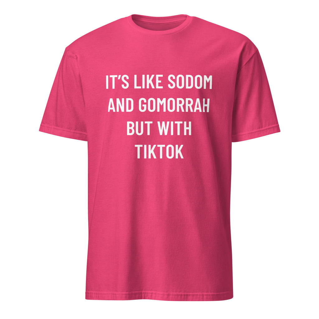 IT'S LIKE SODOM AND GOMORRAH BUT WITH TIKTOK cultural-decline blackpill statement t-shirt | BASED ALT-WEAR