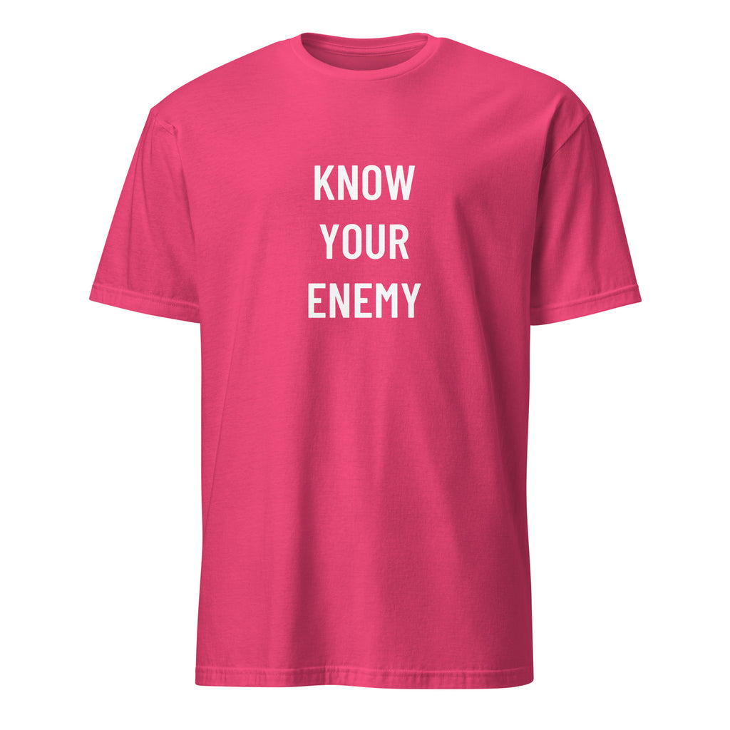 KNOW YOUR ENEMY strategy statement t-shirt in Red | BASED ALT-WEAR