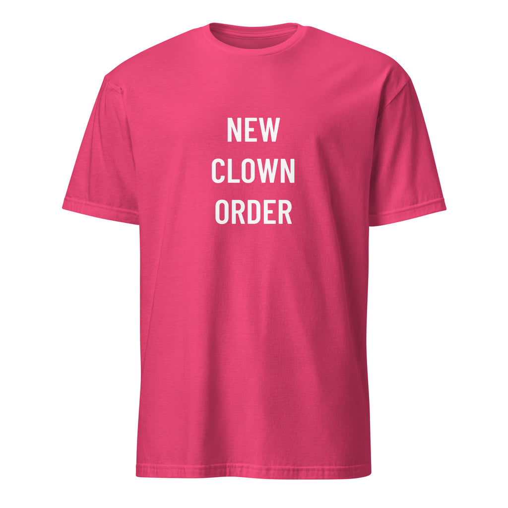 NEW CLOWN ORDER political-satire statement t-shirt in Red | BASED ALT-WEAR