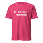 OPTIMISTICALLY PESSIMISTIC stoic blackpill statement t-shirt in Red | BASED ALT-WEAR