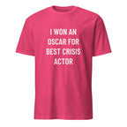 I WON AN OSCAR FOR BEST CRISIS ACTOR satirical conspiracy statement t-shirt in Red | BASED ALT-WEAR