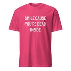 SMILE CAUSE YOU'RE DEAD INSIDE burnout blackpill statement t-shirt in Red | BASED ALT-WEAR
