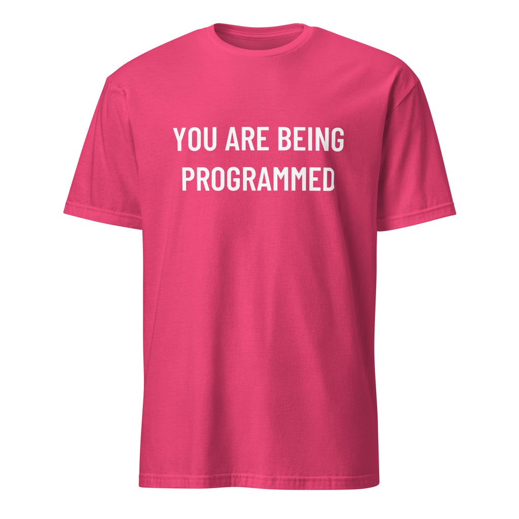 YOU ARE BEING PROGRAMMED media-skeptic statement t-shirt in Red | BASED ALT-WEAR