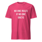 NO ONE RULES IF NO ONE OBEYS anti-authority statement t-shirt in Brown | BASED ALT-WEAR