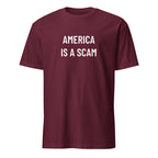 AMERICA IS A SCAM anti-establishment statement t-shirt in Red | BASED ALT-WEAR