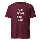 MAKE PSYOPS GREAT AGAIN MAGA-style satire statement t-shirt in Brown | BASED ALT-WEAR