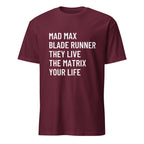 MAD MAX BLADE RUNNER THEY LIVE THE MATRIX YOUR LIFE dystopian cinema statement t-shirt in Brown | BASED ALT-WEAR