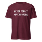 NEVER FORGET NEVER FORGIVE defiant post-2020 statement t-shirt in Brown | BASED ALT-WEAR
