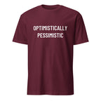 OPTIMISTICALLY PESSIMISTIC stoic blackpill statement t-shirt in Brown | BASED ALT-WEAR