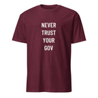 NEVER TRUST YOUR GOV anti-government statement t-shirt in Brown | BASED ALT-WEAR