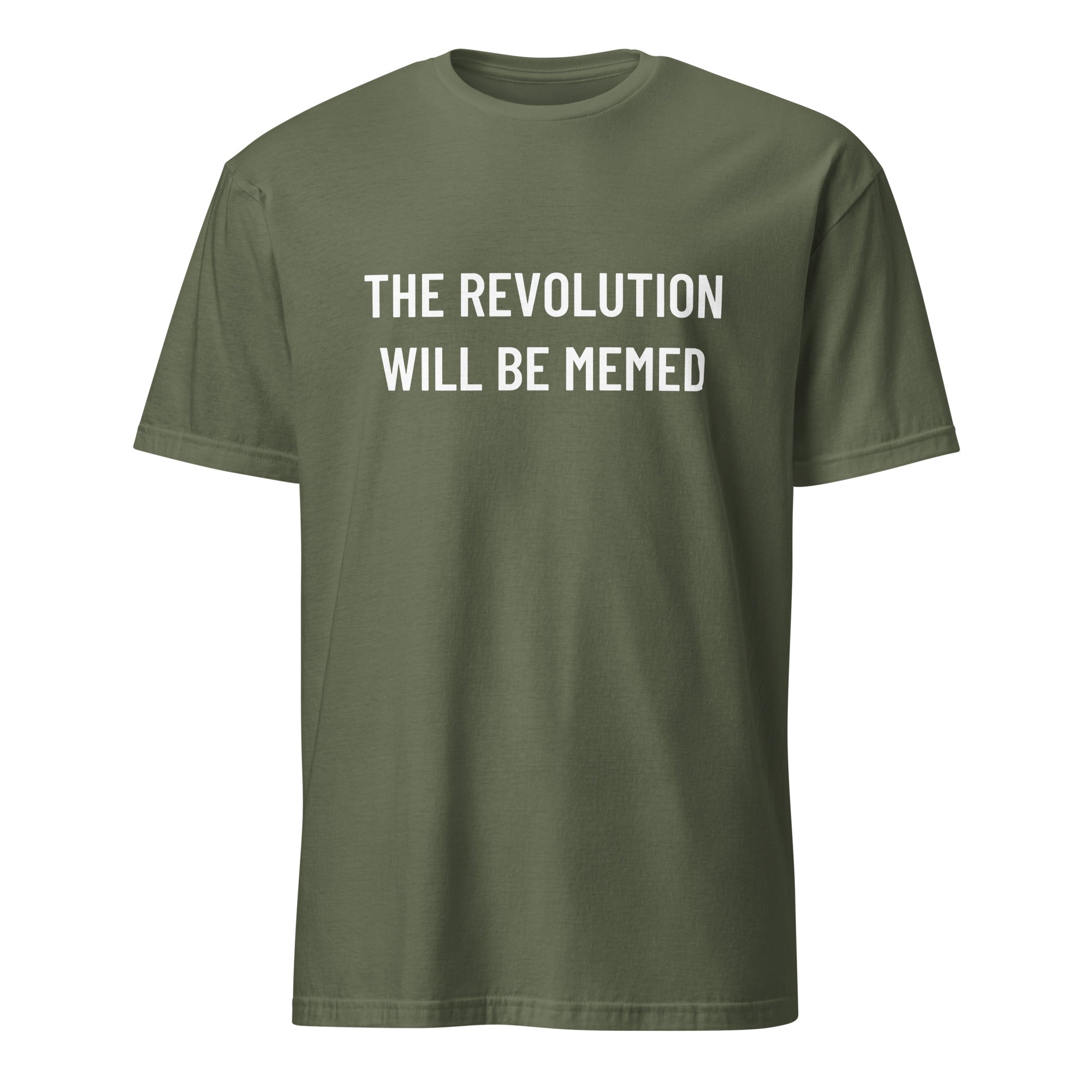 THE REVOLUTION WILL BE MEMED meme-culture statement t-shirt in Army | BASED ALT-WEAR